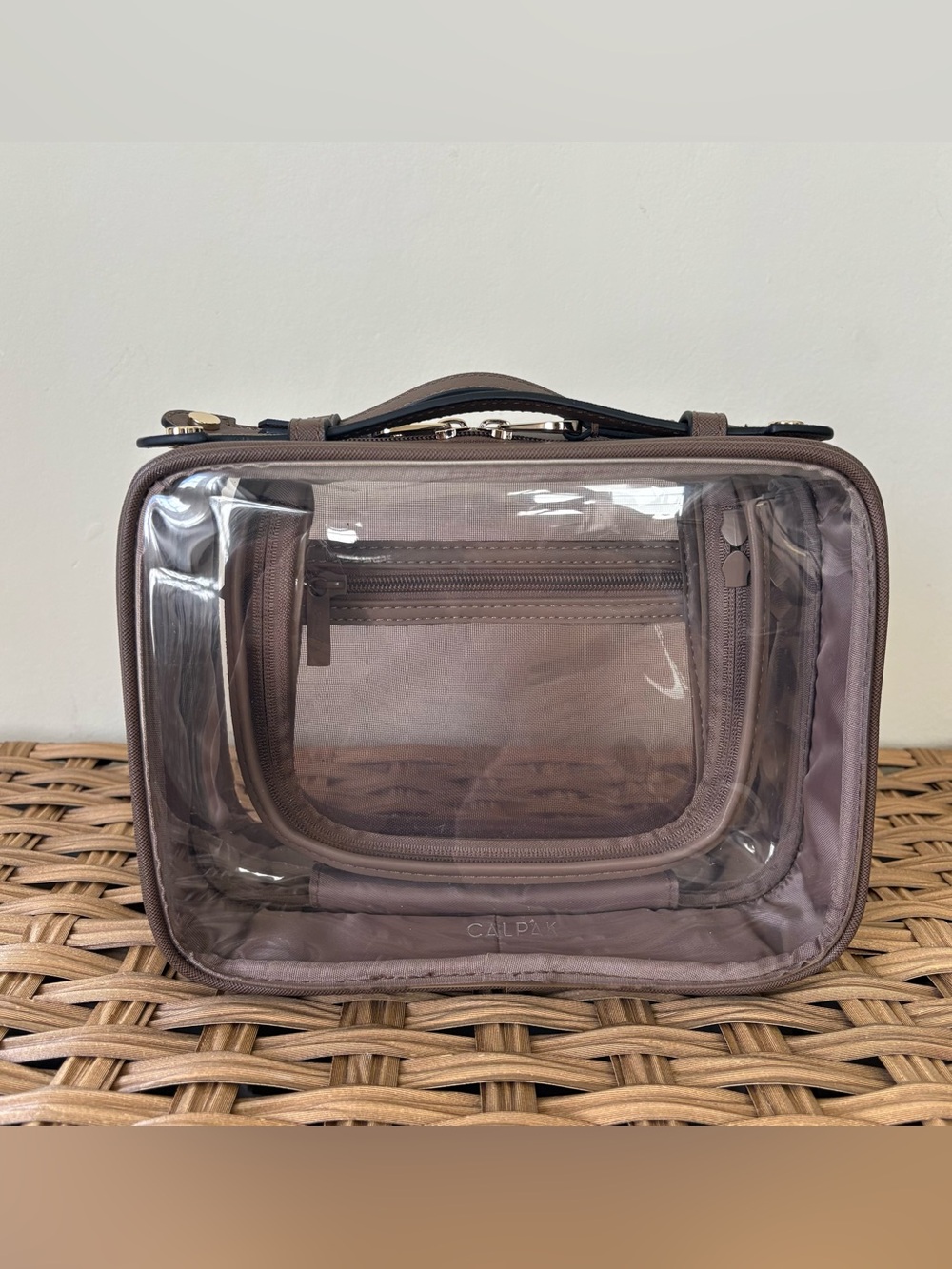 Calpak Medium Clear Cosmetic Case in Mocha
